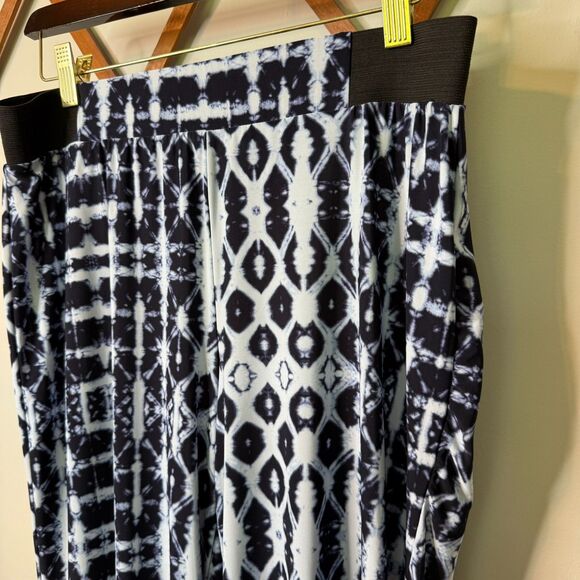 INC International Concepts Navy Tie Dye Wide Leg Cropped Palazzo Pants Medium - Picture 4 of 9